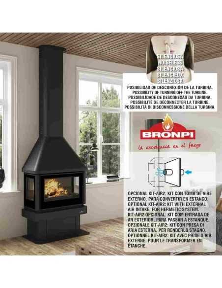 Chimenea De Leña BRONPI Lisboa-3c Con Turbin | Hogar Cahersa