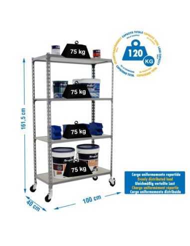 Estantería SIMONRACK Maderclick mobile plus 4/400 1500 gris/madera