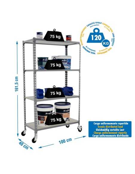 Estantería SIMONRACK Maderclick mobile plus 4/400 1500 gris/madera