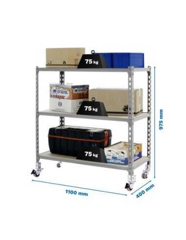 Estantería SIMONRACK Maderclick mobile superplus 3/400 900 gris/mad