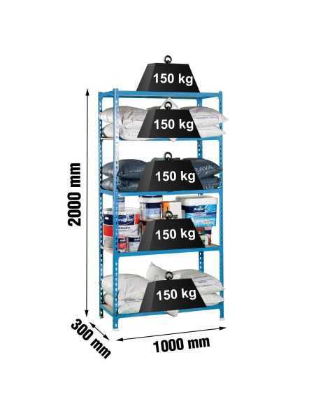 Estantería SIMONCLICK MaderClick Plus 5/300 azul/madera | Estantería sin tornillos con baldas de madera SimonRack