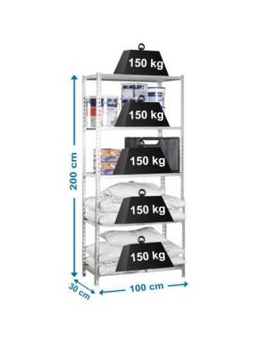 Estantería SIMONCLICK MaderClick Plus 5/300 galva/madera | Estantería sin tornillos con baldas de madera SimonRack