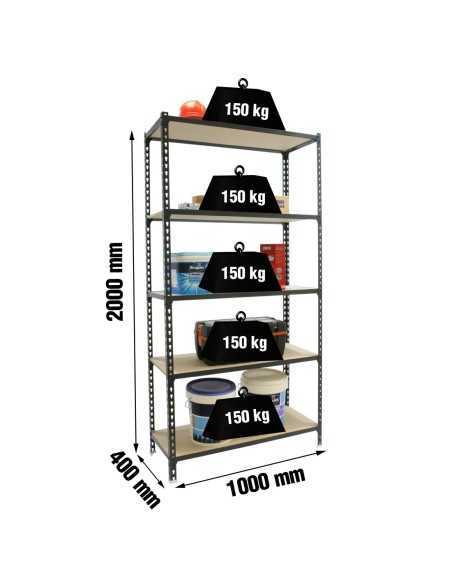 Estantería SIMONRACK Maderclick plus 5/400 antracita/madera