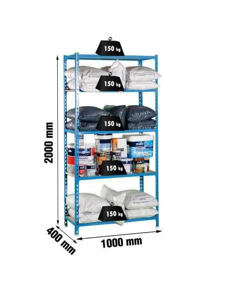 Estantería SIMONCLICK MaderClick Plus 5/400 azul/madera | Estantería sin tornillos con baldas de madera SimonRack