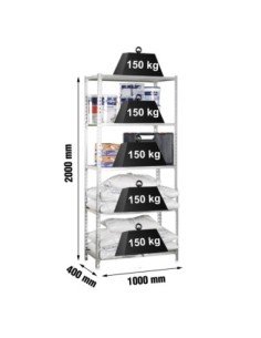 Estantería SIMONCLICK MaderClick Plus 5/400 galva/madera | Estantería sin tornillos con baldas de madera SimonRack