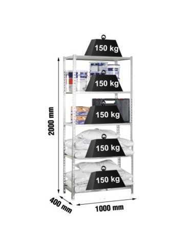 Estantería SIMONCLICK MaderClick Plus 5/400 galva/madera | Estantería sin tornillos con baldas de madera SimonRack