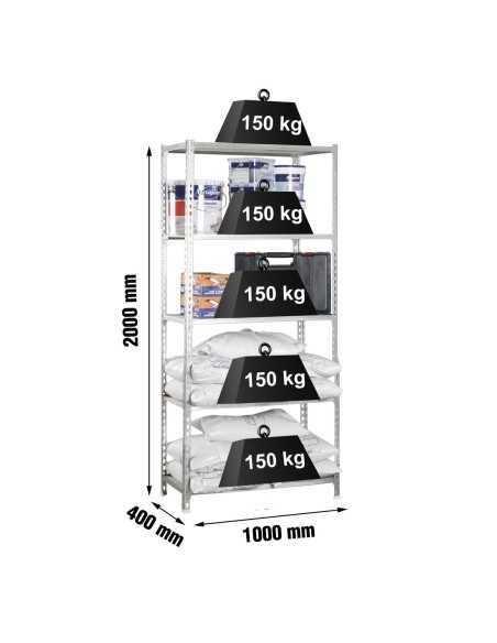 Estantería SIMONCLICK MaderClick Plus 5/400 galva/madera | Estantería sin tornillos con baldas de madera SimonRack