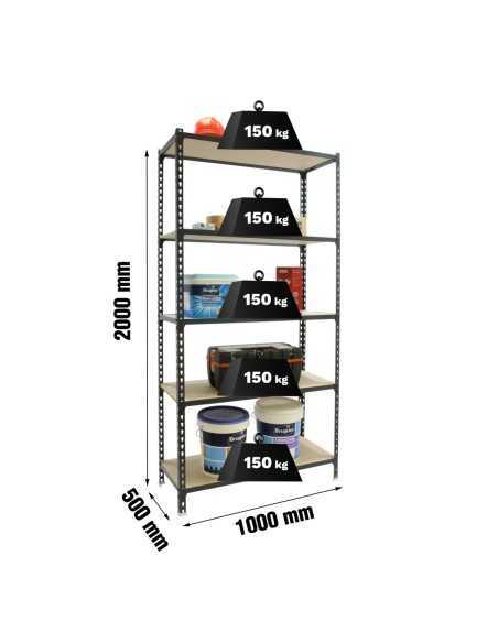 Estantería SIMONRACK Maderclick plus 5/500 antracita/madera