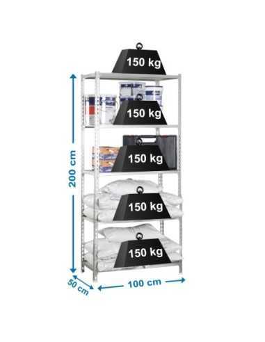Estantería SIMONCLICK MaderClick Plus 5/500 galva/madera | Estantería sin tornillos con baldas de madera SimonRack