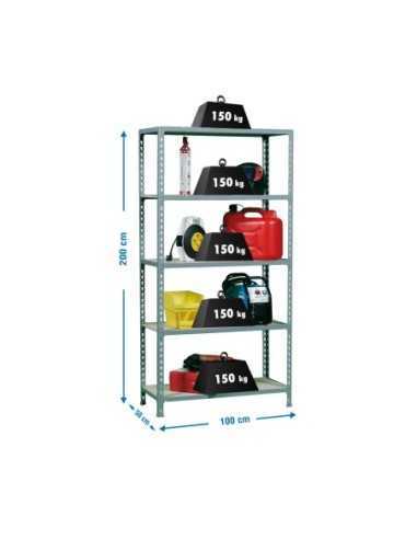 Estantería SIMONCLICK MaderClick Plus 5/500 gris/madera | Estantería sin tornillos con baldas de madera SimonRack