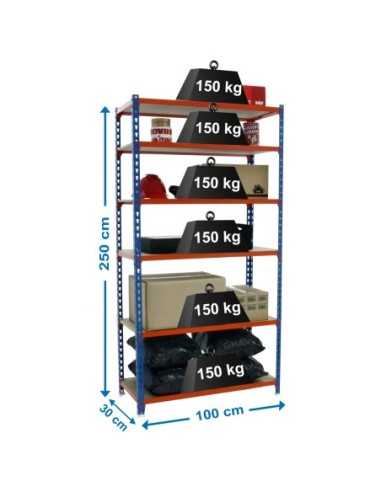 Estantería SIMONRACK Maderclick plus 6/300 azul/naranja/madera