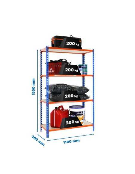 Estantería SIMONRACK Maderclick superplus 4/300 1500 azul/naranj/ma