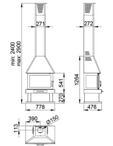 Chimenea De Leña BRONPI Huesca Frontal Doble | Hogar Cahersa