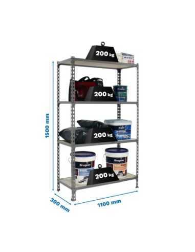 Estantería SIMONRACK Maderclick superplus 4/300 1500 gris/madera