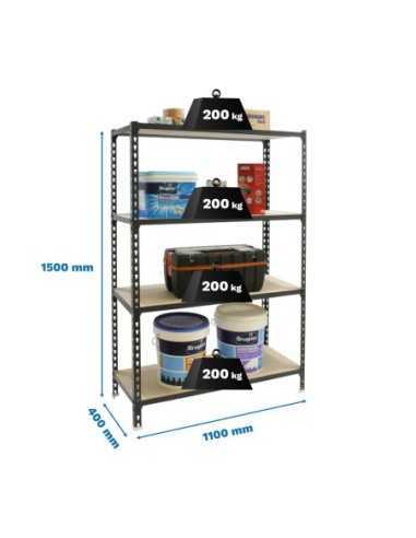 Estantería SIMONRACK SimonrackMaderclick superplus 4/400 1500 antracita/mad
