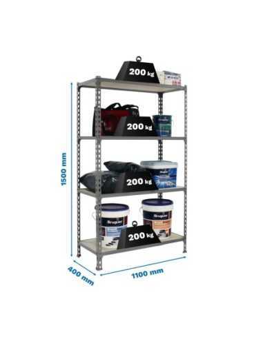 Estantería SIMONRACK Maderclick superplus 4/400 1500 gris/madera