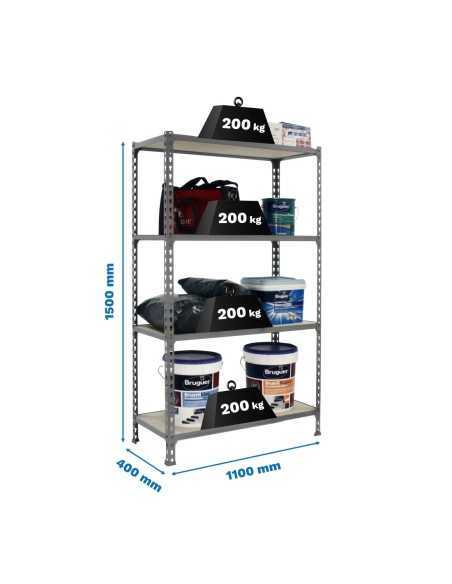 Estantería SIMONRACK Maderclick superplus 4/400 1500 gris/madera