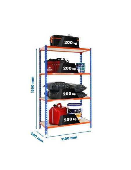 Estantería SIMONRACK Maderclick superplus 4/500 1500 azul/naran/mad