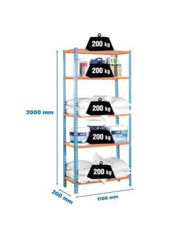 Estantería SIMONRACK SimonrackMaderclick superplus 5/300 azul/naranja/madera
