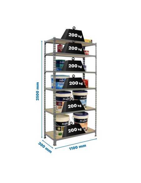 Estantería SIMONRACK Maderclick superplus 6/300 gris/madera