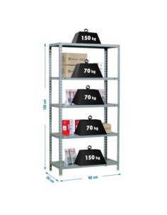 Estantería ECOCLICK 5/300 1800 gris | Estantería sin tornillos con baldas de madera SimonRack