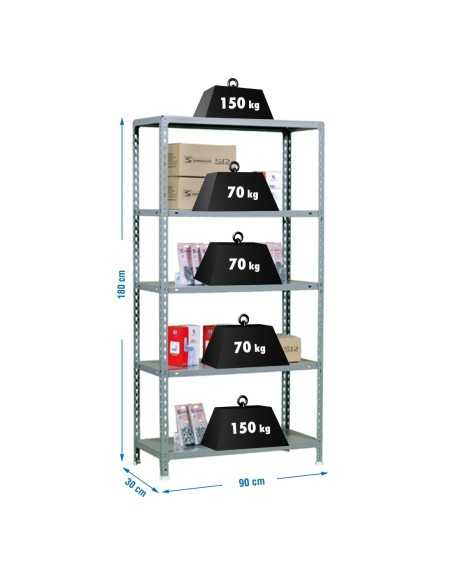 Estantería ECOCLICK 5/300 1800 gris | Estantería sin tornillos con baldas de madera SimonRack