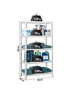 Estantería ECOCLICK 5/400 blanco | Estantería sin tornillos con baldas de madera SimonRack
