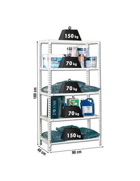 Estantería ECOCLICK 5/400 blanco | Estantería sin tornillos con baldas de madera SimonRack