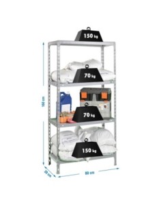 Estantería ECOCLICK mini 4/300 1600 Galvanizada | Estantería sin tornillos con baldas de madera SimonRack
