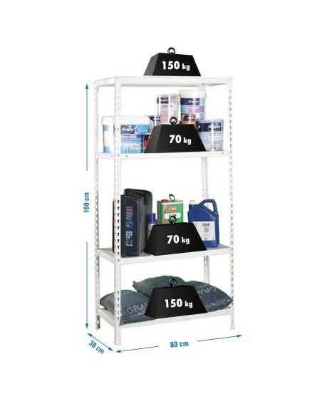 Estantería ECOCLICK mini 4/300 blanco | Estantería sin tornillos con baldas de madera SimonRack