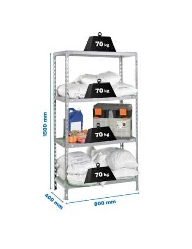 Estantería SIMONRACK Ecoclick mini 4/400 1500 galvanizado