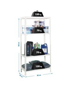 Estantería ECOCLICK mini 4/400 blanco | Estantería sin tornillos con baldas de madera SimonRack