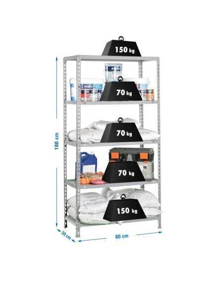 Estantería ECOCLICK mini 5/300 Galvanizada | Estantería sin tornillos con baldas de madera SimonRack