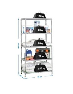 Estantería ECOCLICK mini 5/400 galva | Estantería sin tornillos con baldas de madera SimonRack