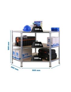 Estantería MaderClick Corner 3/300 900 galva/madera | Estantería sin tornillos con baldas de madera SimonRack