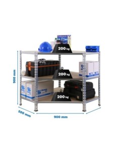 Estantería MaderClick Corner 3/500 900 galva/madera | Estantería sin tornillos con baldas de madera SimonRack