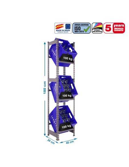 Estantería SIMONBOTTLE 3-1800x400x300 gris