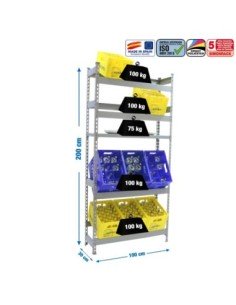 Estantería SIMONRACK SimonrackSimonbottle shelf 4-1 - 2000x1000x300 gris/gri