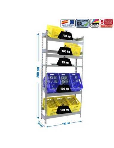 Estantería SIMONRACK SimonrackSimonbottle shelf 4-1 - 2000x1000x300 gris/gri