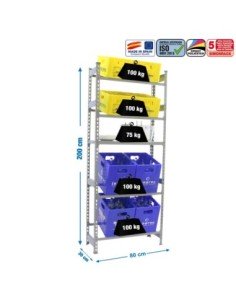 Estantería SIMONRACK SimonrackSimonbottle shelf 4-1 - 2000x800x300 gris/gris