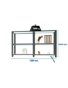 Estantería OFFICLICK 3/300 metal i+a antracita/blanco