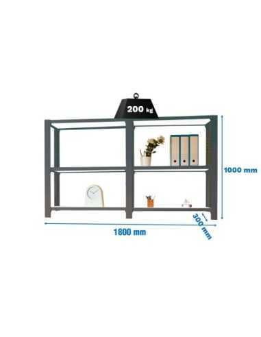 Estantería OFFICLICK 3/300 metal i+a antracita/blanco