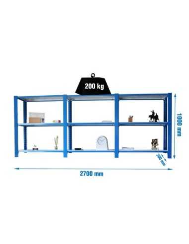 Estantería SIMONRACK Pack officlick 3/300 metal i+a+a azul/blanco | Estantería metálica SimonRack para cargas de 300 kg