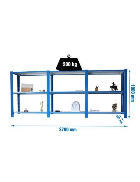 Estantería SIMONRACK Pack officlick 3/300 metal i+a+a azul/blanco | Estantería metálica SimonRack para cargas de 300 kg