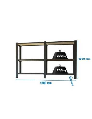 Estantería OFFICLICK 3/300 wood i+a antracita/blanco