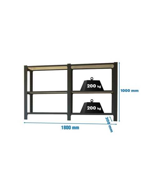 Estantería OFFICLICK 3/300 wood i+a antracita/blanco