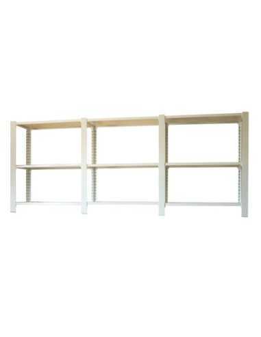 Estantería SIMONRACK Pack officlick 3/300 wood i+a+a blanco/blanco | Estantería metálica SimonRack para cargas de 300 kg