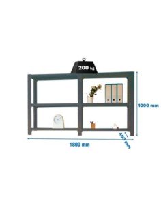 Estantería OFFICLICK 3/400 metal i+a antracita/antracita