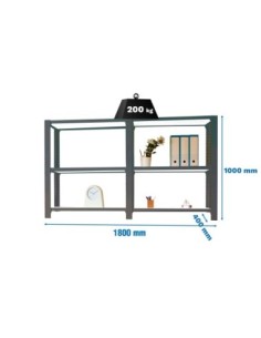 Estantería OFFICLICK 3/400 metal i+a antracita/blanco