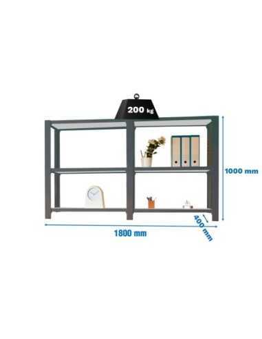 Estantería OFFICLICK 3/400 metal i+a antracita/galva